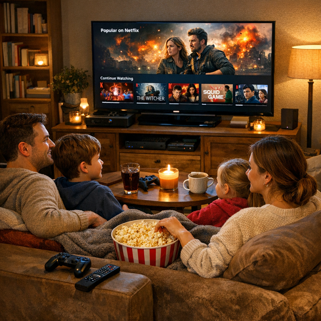 Family enjoying streaming with Kodi addons