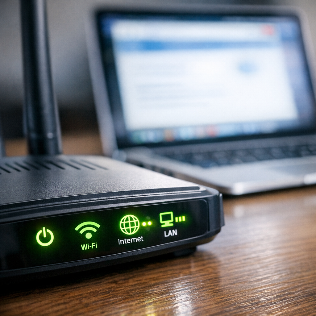 router indicating internet connectivity for IPTV